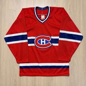 Vintage Montreal Canadiens CCM Maska Blank Jersey Mens Small Red Blue NHL